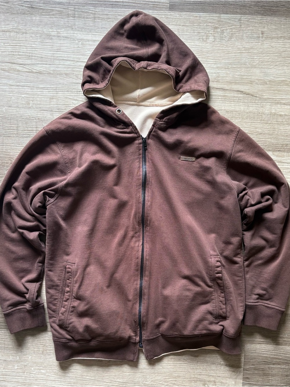 South Pole Men's Brown Hooded Zip-Up Sweatshirt